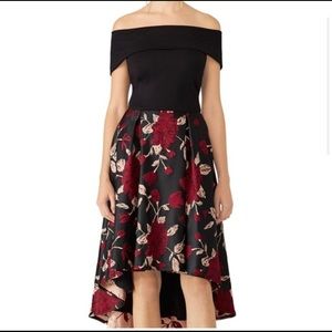 Hutch Bardot Neckline High Lo Floral Holiday Dress